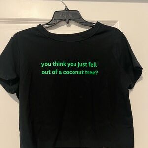 Black Crop Top with Green Text